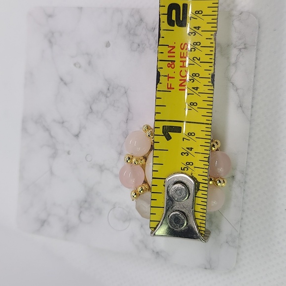 Elegant Fuax Pearl and Pink Beaded flower Earrings vintage style - Picture 13 of 17